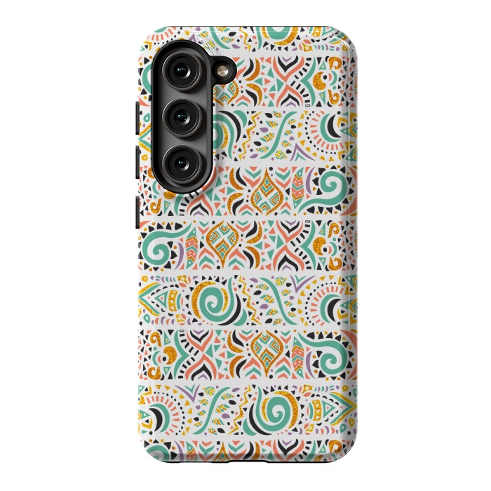 Galaxy S23 StrongFit Jungle doodles day by Pom Graphic Design