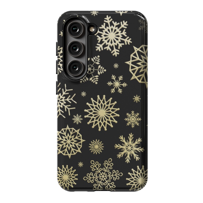 Galaxy S23 StrongFit black gold snowflakes by haroulita