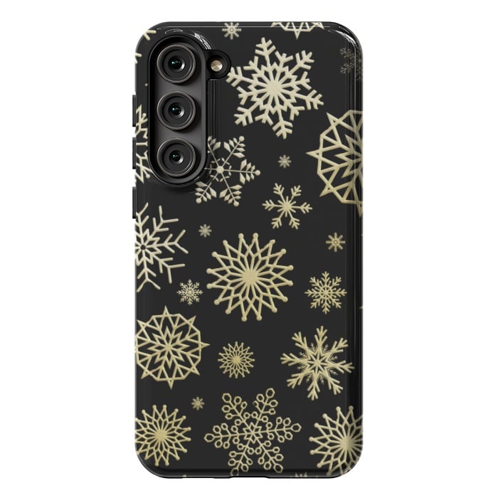 Galaxy S23 Plus StrongFit black gold snowflakes by haroulita