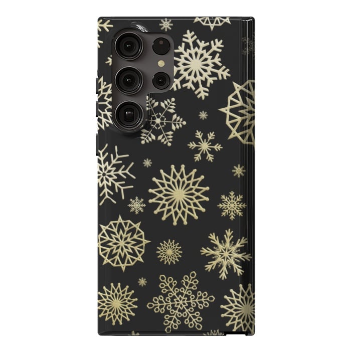 Galaxy S23 Ultra StrongFit black gold snowflakes by haroulita
