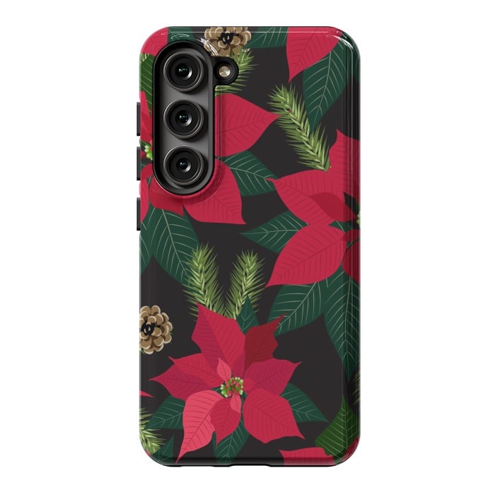 Galaxy S23 StrongFit Christmas poinsetta flowers by haroulita