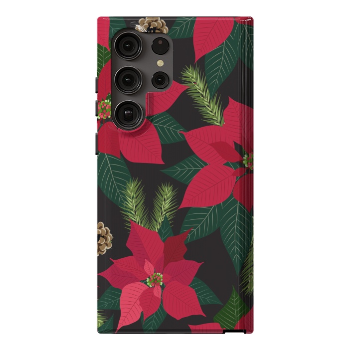 Galaxy S23 Ultra StrongFit Christmas poinsetta flowers by haroulita