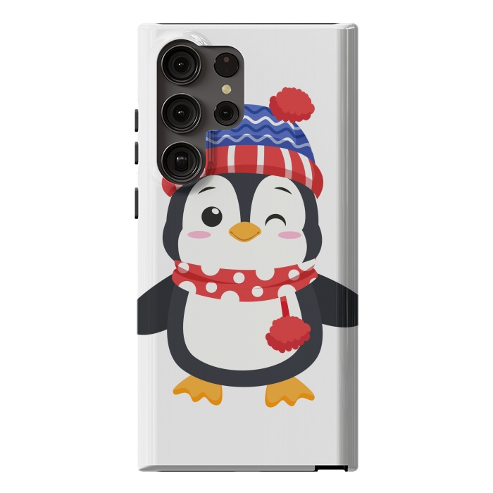 Galaxy S23 Ultra StrongFit adorable penguin with winter clothes by haroulita