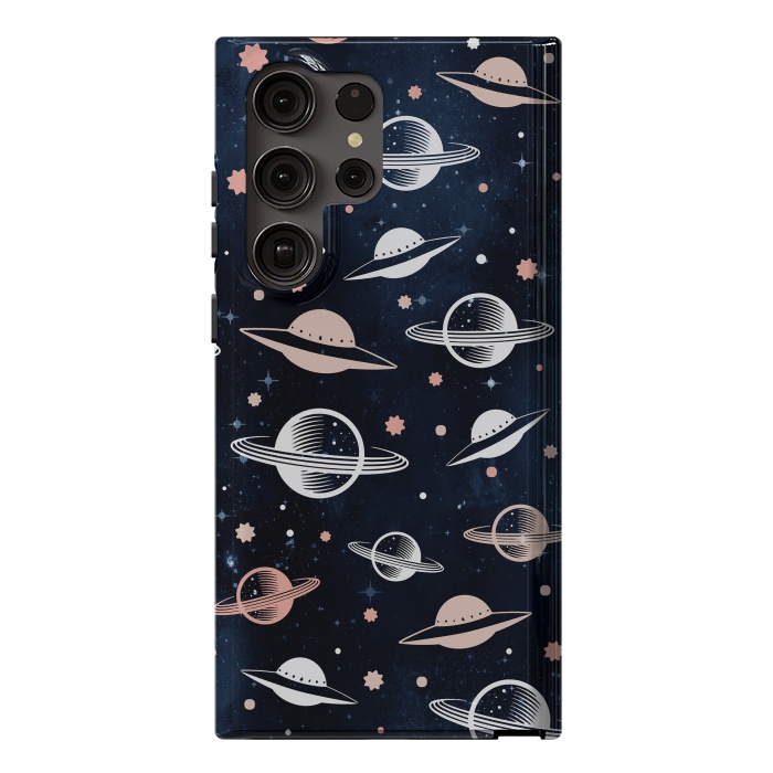 Galaxy S23 Ultra StrongFit Planets and stars - space pattern - celestial pattern on navy by Oana 