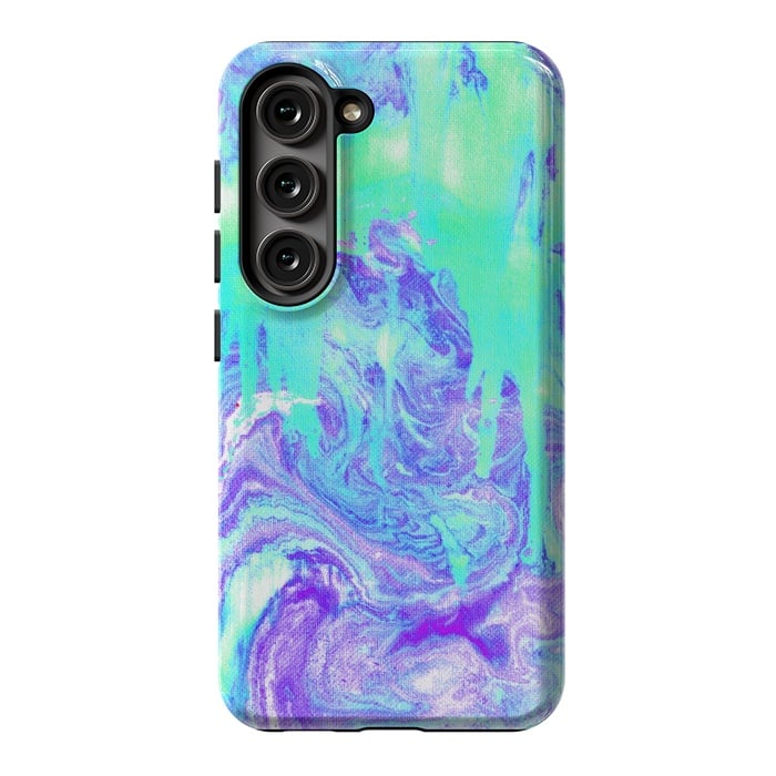 Galaxy S23 StrongFit Melting Marble in Mint & Purple by Tangerine-Tane