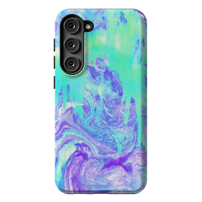 Galaxy S23 Plus StrongFit Melting Marble in Mint & Purple by Tangerine-Tane