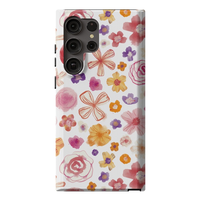 Galaxy S23 Ultra StrongFit Fresh Watercolor Wildflowers by Nic Squirrell
