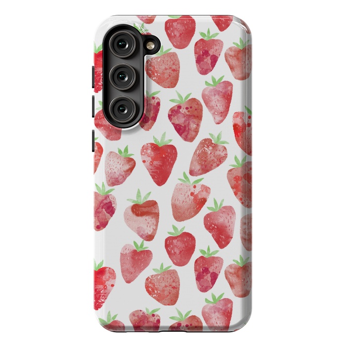 Galaxy S23 Plus StrongFit Strawberries Watercolor Painting by Nic Squirrell