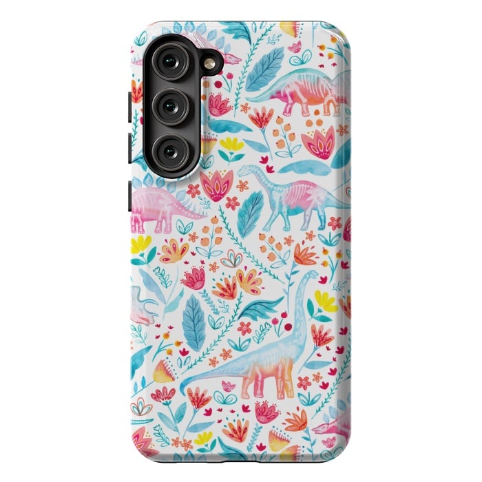 Galaxy S23 Plus StrongFit Dinosaur Delight on White by gingerlique
