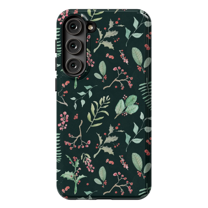 Galaxy S23 Plus StrongFit Berries and winter foliage - Christmas pattern by Oana 