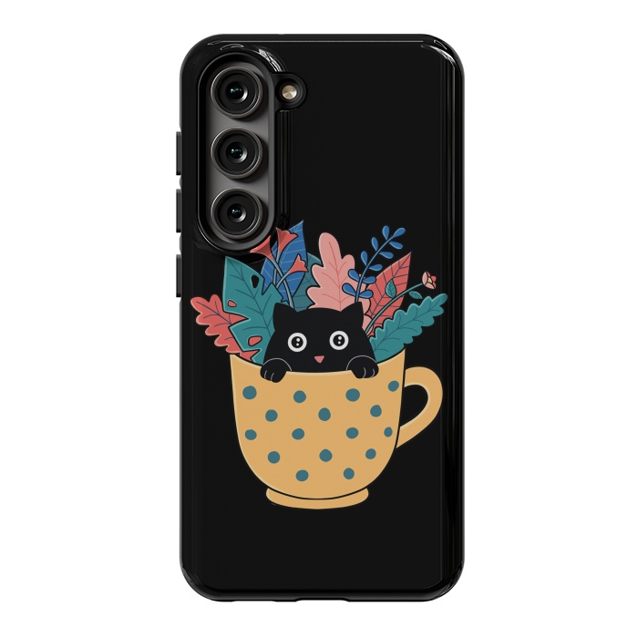 Galaxy S23 StrongFit Cat and flowers by Coffee Man