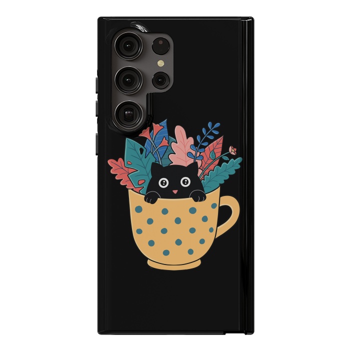 Galaxy S23 Ultra StrongFit Cat and flowers by Coffee Man
