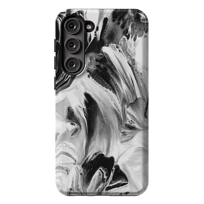 Galaxy S23 Plus StrongFit Black and White Brushed Paint by Ashley Camille