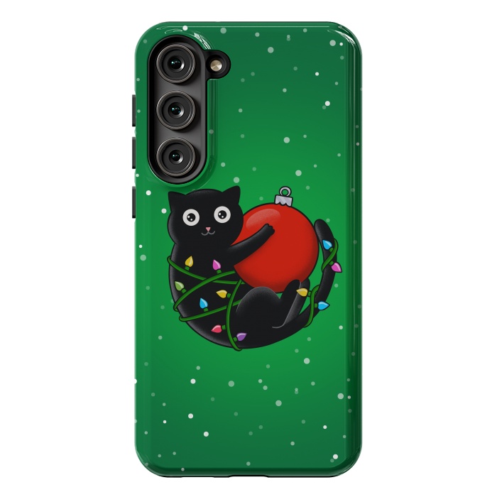 Galaxy S23 Plus StrongFit Cat and christmas by Coffee Man