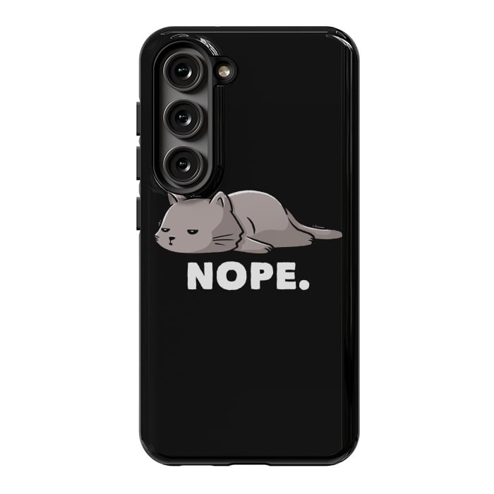 Galaxy S23 StrongFit Nope Funny Cute Lazy Cat Gift by eduely