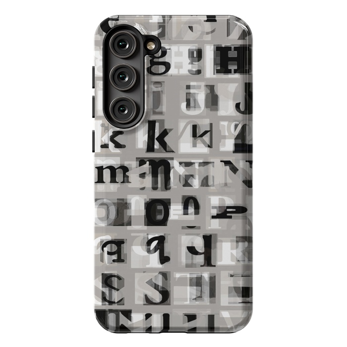 Galaxy S23 Plus StrongFit Typography letters collage - grey letters by Oana 