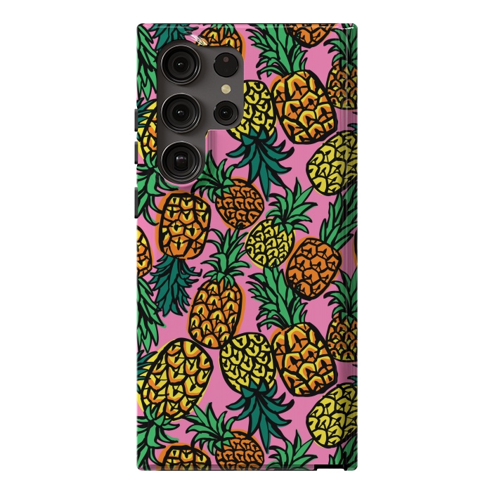 Galaxy S23 Ultra StrongFit Tropical Pineapples by Laura Grant