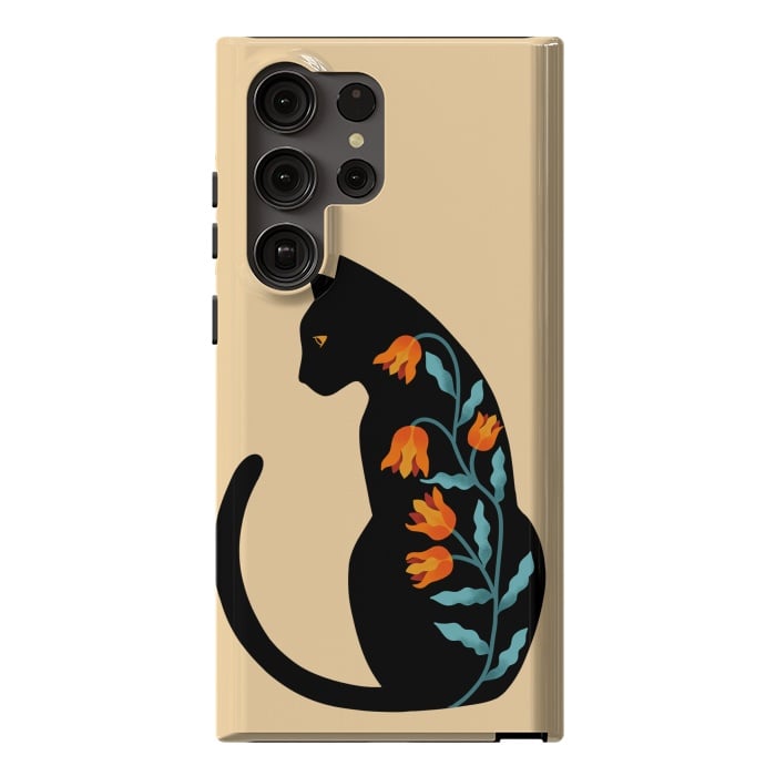 Galaxy S23 Ultra StrongFit Cat Floral by Coffee Man