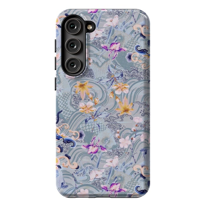 Galaxy S23 Plus StrongFit Flowers and fish - Chinese decorative pattern by Oana 