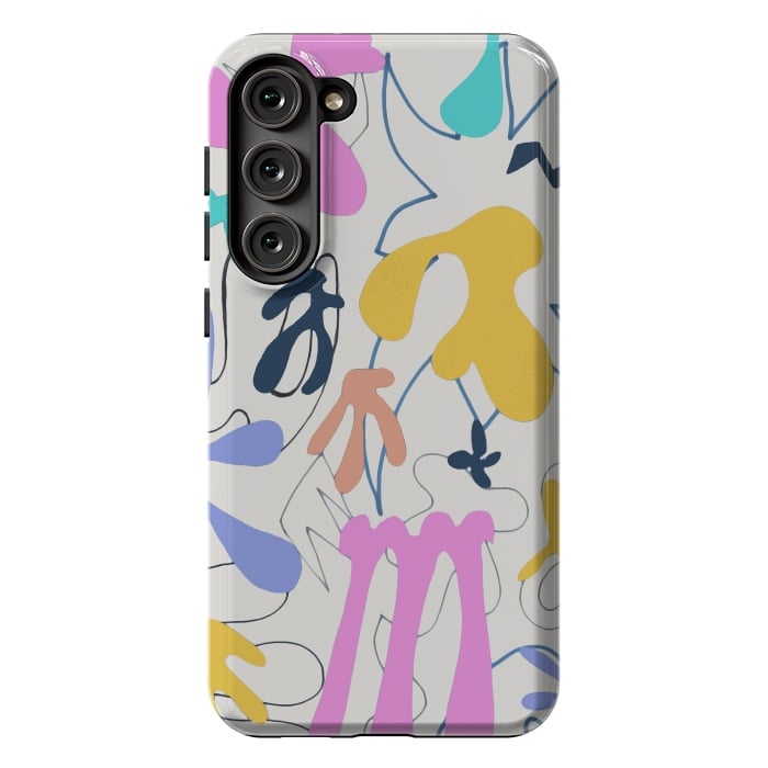 Galaxy S23 Plus StrongFit Colorful retro doodles - Matisse abstract pattern by Oana 