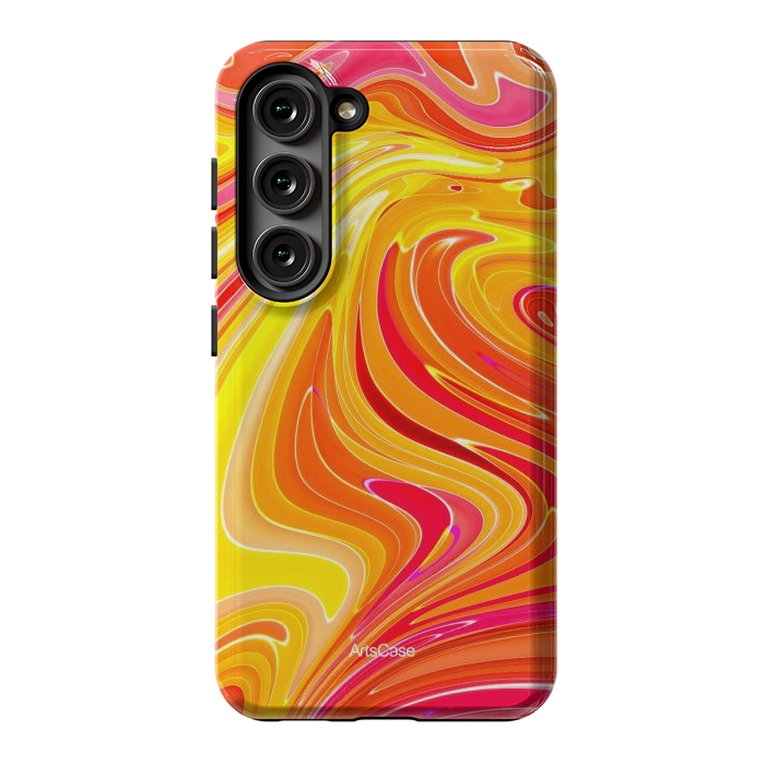 Galaxy S23 StrongFit Yellow Fluid Painting by ArtsCase