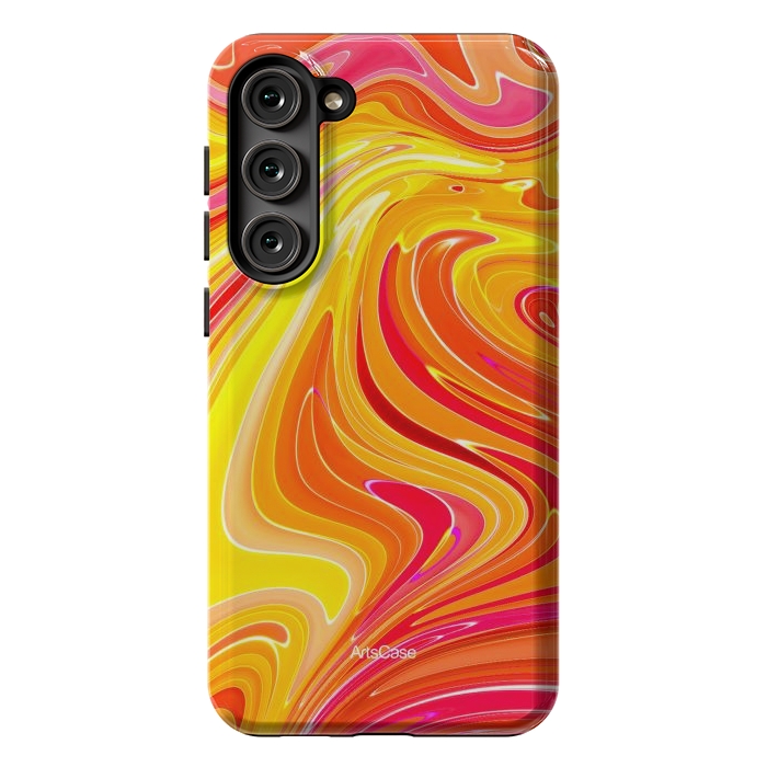 Galaxy S23 Plus StrongFit Yellow Fluid Painting by ArtsCase
