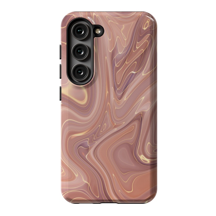 Galaxy S23 StrongFit Brown Marble Liquid by ArtsCase