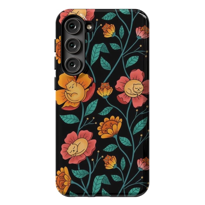 Galaxy S23 Plus StrongFit Cats and Flowers by Coffee Man