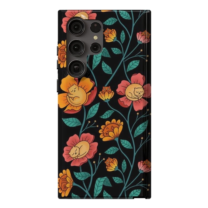 Galaxy S23 Ultra StrongFit Cats and Flowers by Coffee Man