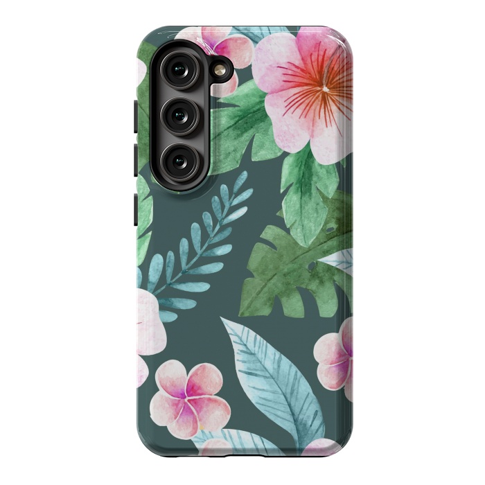 Galaxy S23 StrongFit Tropical Pink Floral by ArtsCase