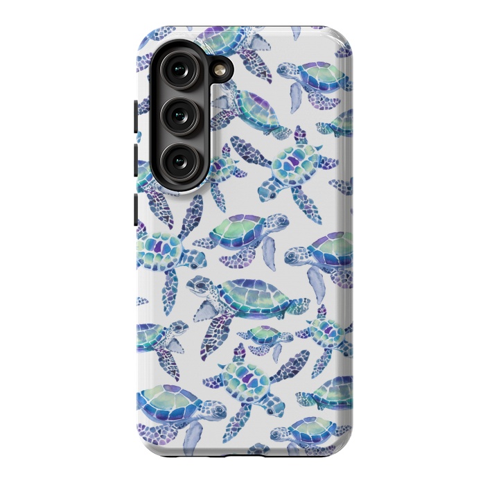 Galaxy S23 StrongFit Turtles in Aqua and Blue by gingerlique