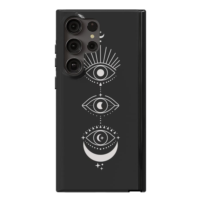 Galaxy S23 Ultra StrongFit Black Eyes Moon Phases by ArtPrInk