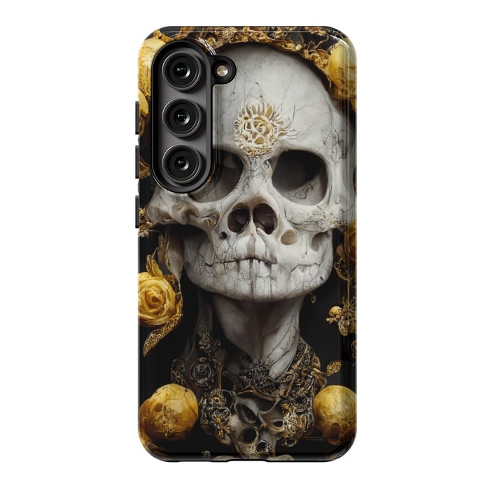 Galaxy S23 StrongFit yellow gold roses skull by haroulita