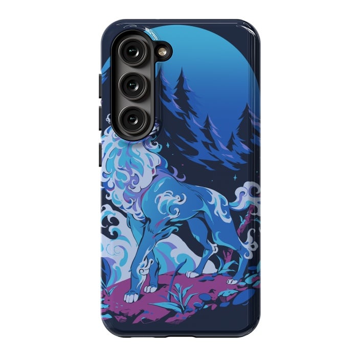 Galaxy S23 StrongFit Spiritual Aqua Wolf by Ilustrata