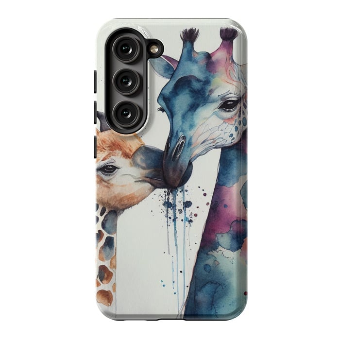 Galaxy S23 StrongFit Giraffe Love in Watercolor by Texnotropio