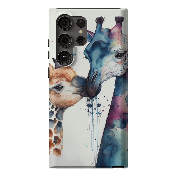 Galaxy S23 Ultra StrongFit Giraffe Love in Watercolor by Texnotropio