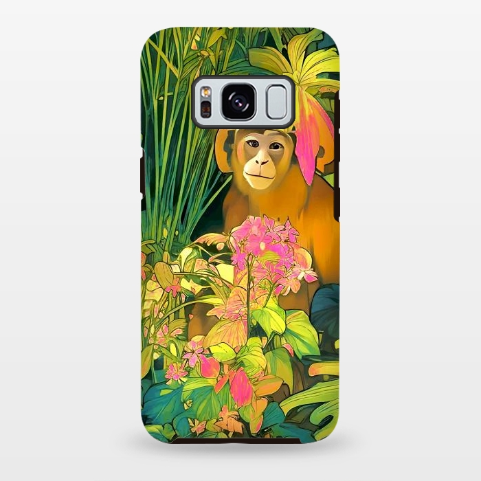 Galaxy S8 plus StrongFit Daydreamer, Coming of Age Monkey Tropical Jungle Plants, Wildlife Botanical Nature Forest Bohemian Animals by Uma Prabhakar Gokhale
