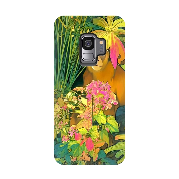 Galaxy S9 StrongFit Daydreamer, Coming of Age Monkey Tropical Jungle Plants, Wildlife Botanical Nature Forest Bohemian Animals by Uma Prabhakar Gokhale