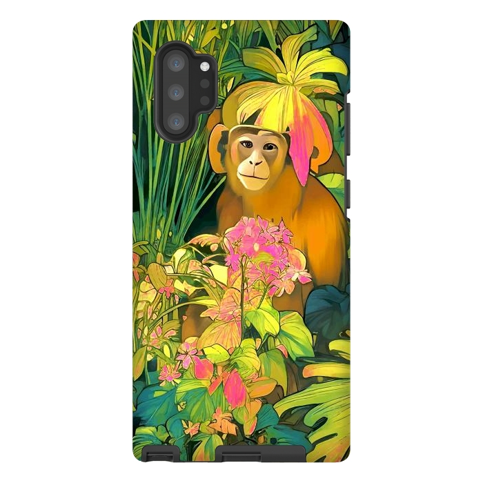 Galaxy Note 10 plus StrongFit Daydreamer, Coming of Age Monkey Tropical Jungle Plants, Wildlife Botanical Nature Forest Bohemian Animals by Uma Prabhakar Gokhale