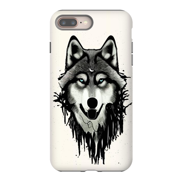 iPhone 7 plus StrongFit Wicked Soul, Werewolf Wolf Wild Animals Sketch, Wildlife Drawing Line Art, Wild Eclectic Dark Moon by Uma Prabhakar Gokhale