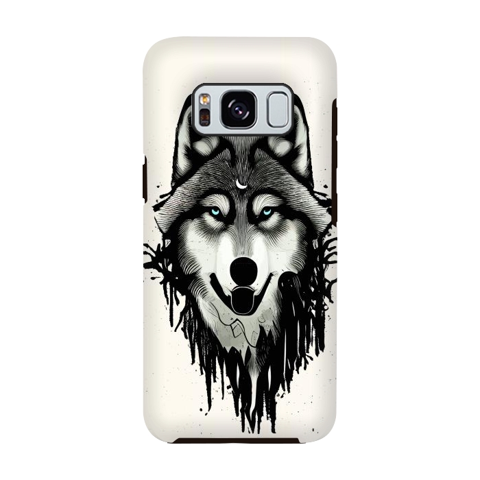 Galaxy S8 StrongFit Wicked Soul, Werewolf Wolf Wild Animals Sketch, Wildlife Drawing Line Art, Wild Eclectic Dark Moon by Uma Prabhakar Gokhale