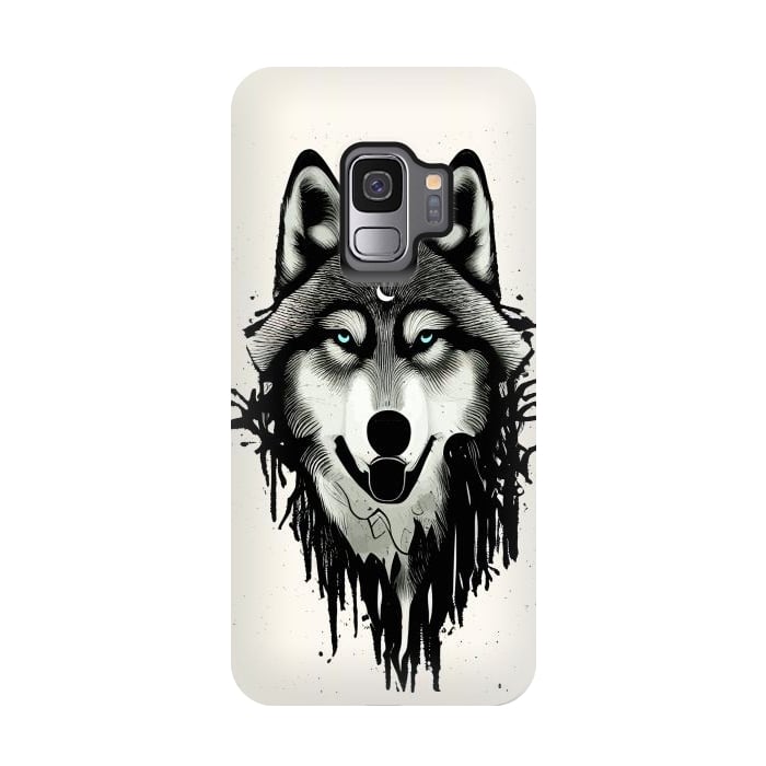 Galaxy S9 StrongFit Wicked Soul, Werewolf Wolf Wild Animals Sketch, Wildlife Drawing Line Art, Wild Eclectic Dark Moon by Uma Prabhakar Gokhale