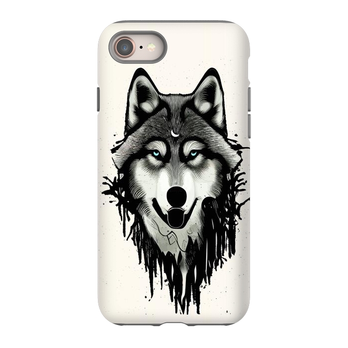 iPhone 8 StrongFit Wicked Soul, Werewolf Wolf Wild Animals Sketch, Wildlife Drawing Line Art, Wild Eclectic Dark Moon by Uma Prabhakar Gokhale