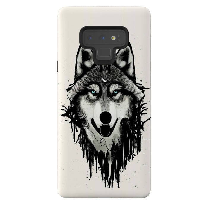 Galaxy Note 9 StrongFit Wicked Soul, Werewolf Wolf Wild Animals Sketch, Wildlife Drawing Line Art, Wild Eclectic Dark Moon by Uma Prabhakar Gokhale