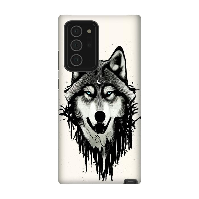Galaxy Note 20 Ultra StrongFit Wicked Soul, Werewolf Wolf Wild Animals Sketch, Wildlife Drawing Line Art, Wild Eclectic Dark Moon by Uma Prabhakar Gokhale
