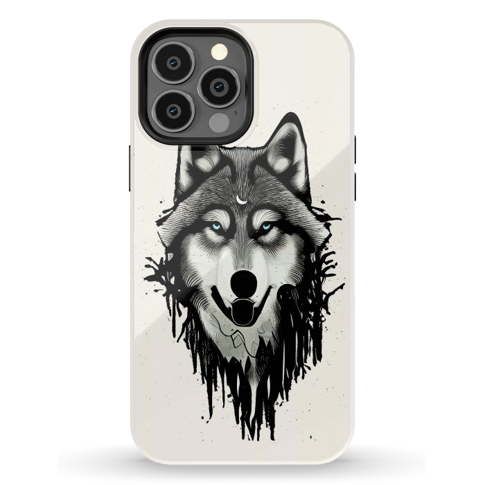 iPhone 13 Pro Max StrongFit Wicked Soul, Werewolf Wolf Wild Animals Sketch, Wildlife Drawing Line Art, Wild Eclectic Dark Moon by Uma Prabhakar Gokhale