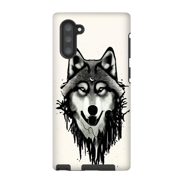 Galaxy Note 10 StrongFit Wicked Soul, Werewolf Wolf Wild Animals Sketch, Wildlife Drawing Line Art, Wild Eclectic Dark Moon by Uma Prabhakar Gokhale