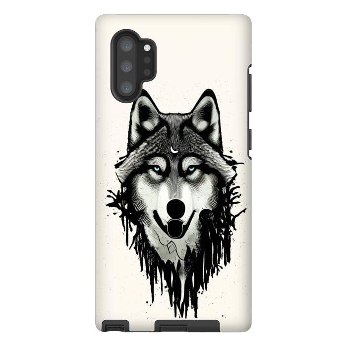 Galaxy Note 10 plus StrongFit Wicked Soul, Werewolf Wolf Wild Animals Sketch, Wildlife Drawing Line Art, Wild Eclectic Dark Moon by Uma Prabhakar Gokhale