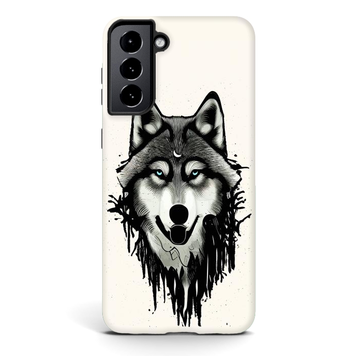 Galaxy S21 plus StrongFit Wicked Soul, Werewolf Wolf Wild Animals Sketch, Wildlife Drawing Line Art, Wild Eclectic Dark Moon by Uma Prabhakar Gokhale