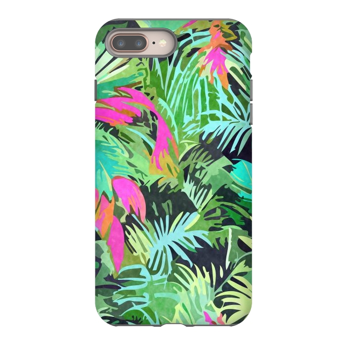 iPhone 7 plus StrongFit Tropical Jungle, Botanical Nature Plants, Palm Forest Bohemian Watercolor, Modern Wild Painting by Uma Prabhakar Gokhale